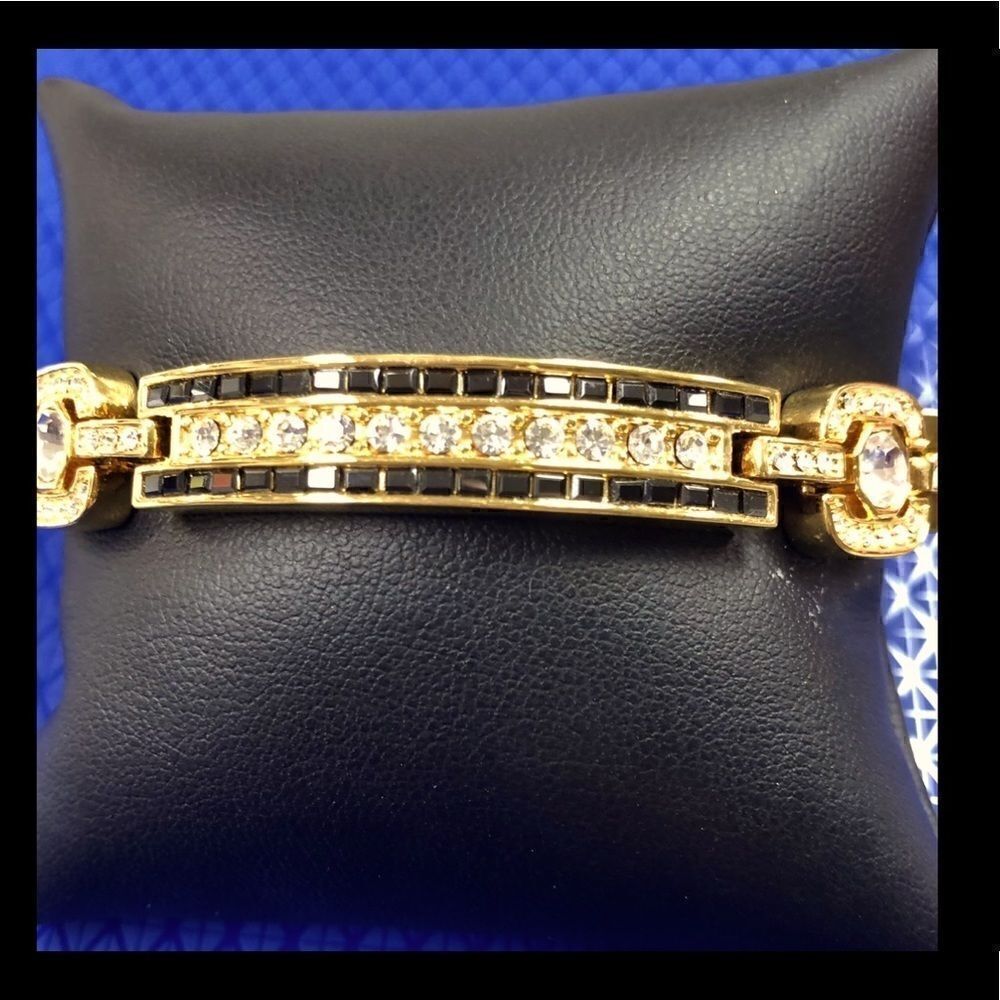 Camrose & Kross Jacqueline Kennedy JBK Signed Gold-tone & Crystal Bracelet
